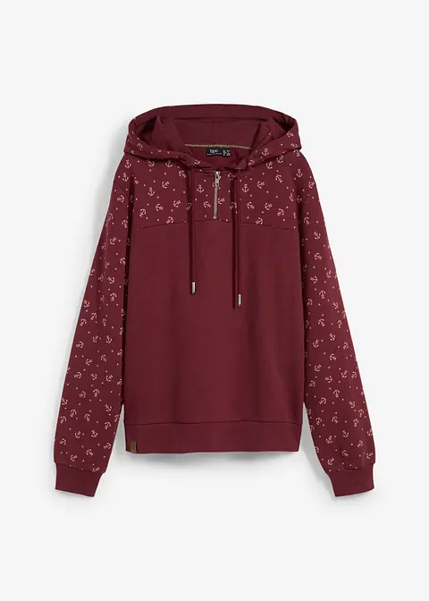 Kapuzensweatshirt mit Reißverschluss aus reiner Baumwolle in rot von vorne - bonprix Kapuzensweatshirt mit Reißverschluss aus reiner Baumwolle in rot von vorne - bonprix