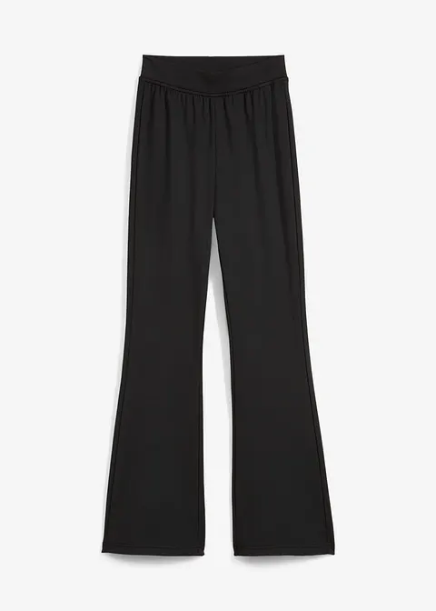 Ausgestellte Jerseyhose mit angerauter Innenseite in schwarz von vorne - bonprix Ausgestellte Jerseyhose mit angerauter Innenseite in schwarz von vorne - bonprix