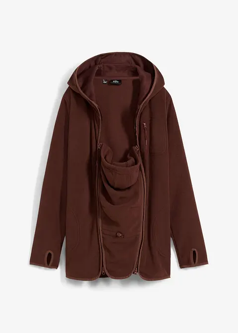 Kuschelige 3-in-1 Umstands-Fleecejacke und Tragejacke in braun von vorne - bonprix Kuschelige 3-in-1 Umstands-Fleecejacke und Tragejacke in braun von vorne - bonprix
