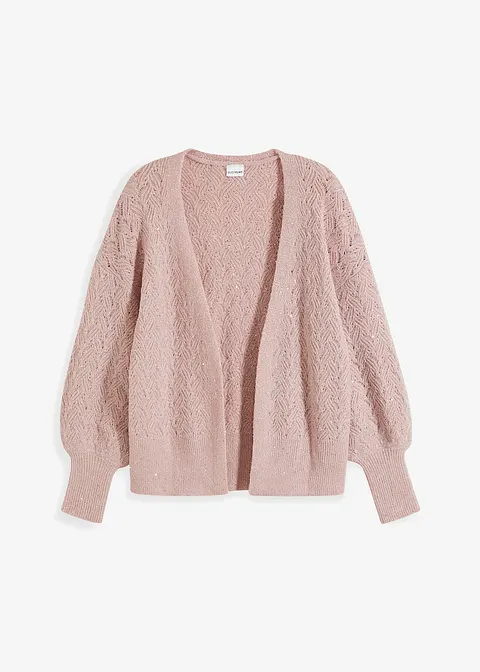 Oversize-Strickjacke mit Glitzer in rosa von vorne - bonprix Oversize-Strickjacke mit Glitzer in rosa von vorne - bonprix