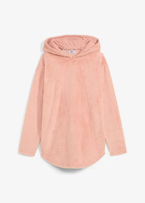 Loungewear Kuschel-Fleece Longpullover, Oversized in rosa von vorne - bonprix Loungewear Kuschel-Fleece Longpullover, Oversized in rosa von vorne - bonprix