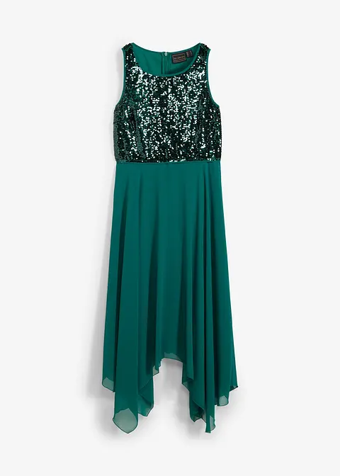 Abendkleid mit Pailletten in grün von vorne - bonprix Abendkleid mit Pailletten in grün von vorne - bonprix