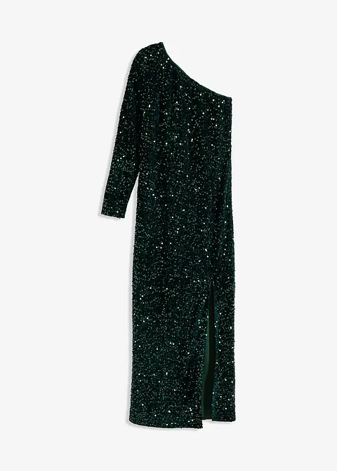 Paillettenkleid aus softem Samt in grün von vorne - bonprix Paillettenkleid aus softem Samt in grün von vorne - bonprix