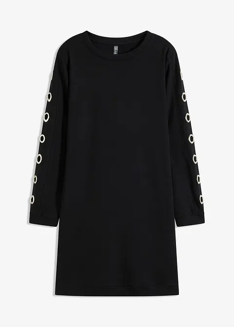 Sweatkleid mit Ösen in schwarz von vorne - bonprix Sweatkleid mit Ösen in schwarz von vorne - bonprix