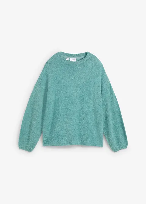 Pullover aus flauschigem Federgarn in grün von vorne - bonprix Pullover aus flauschigem Federgarn in grün von vorne - bonprix