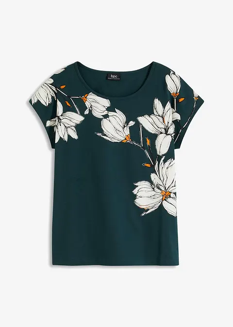 Shirt mit Blütenprint aus Bio-Baumwolle in grün von vorne - bonprix Shirt mit Blütenprint aus Bio-Baumwolle in grün von vorne - bonprix