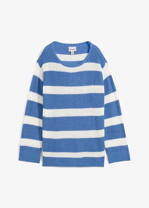 Gestreifter Oversize-Pullover in blau von vorne - bonprix Gestreifter Oversize-Pullover in blau von vorne - bonprix