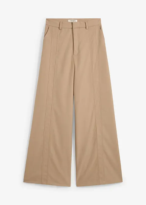 Marlenehose mit hohem Bund aus Viskose-Mix in beige von vorne - bonprix Marlenehose mit hohem Bund aus Viskose-Mix in beige von vorne - bonprix