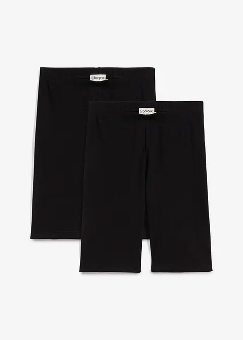 Bermudalange Radlerhose (2er Pack) in schwarz von vorne - bonprix Bermudalange Radlerhose (2er Pack) in schwarz von vorne - bonprix