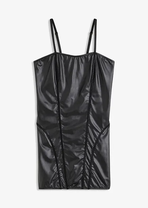 Kleid aus Wetlook in schwarz von vorne - bonprix Kleid aus Wetlook in schwarz von vorne - bonprix