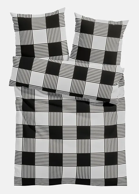 Bettwäsche mit Karos in schwarz von vorne - bonprix Bettwäsche mit Karos in schwarz von vorne - bonprix