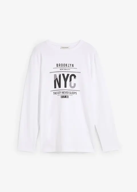 Langarmshirt aus reiner Bio-Baumwolle in weiß von vorne - bonprix Langarmshirt aus reiner Bio-Baumwolle in weiß von vorne - bonprix