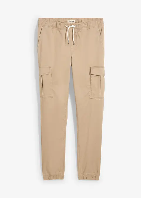 Slim Fit Stretch-Schlupfhose mit Cargotaschen, Straight in beige von vorne - bonprix Slim Fit Stretch-Schlupfhose mit Cargotaschen, Straight in beige von vorne - bonprix