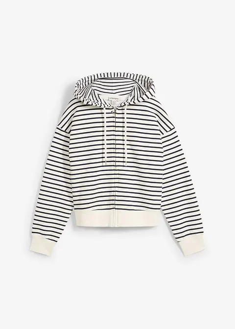 Kapuzen-Sweatjacke aus schwerer Baumwoll-Qualität in weiß von vorne - bonprix Kapuzen-Sweatjacke aus schwerer Baumwoll-Qualität in weiß von vorne - bonprix