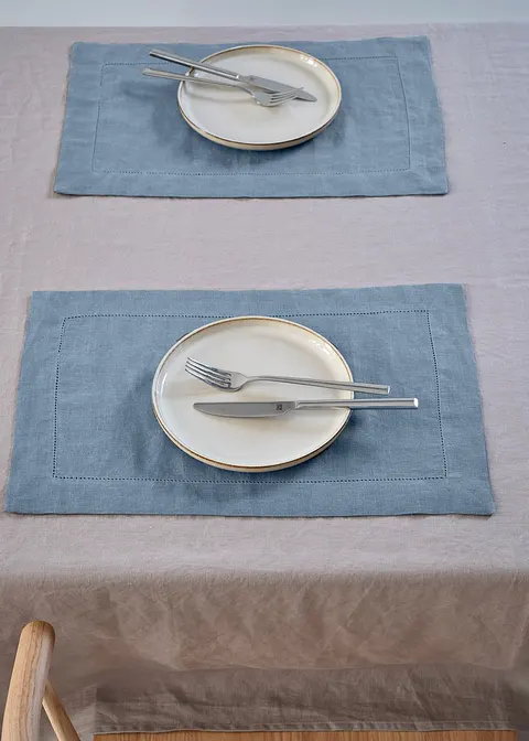 Leinen Tischset (2er Pack) in lila von vorne - bonprix Leinen Tischset (2er Pack) in lila von vorne - bonprix