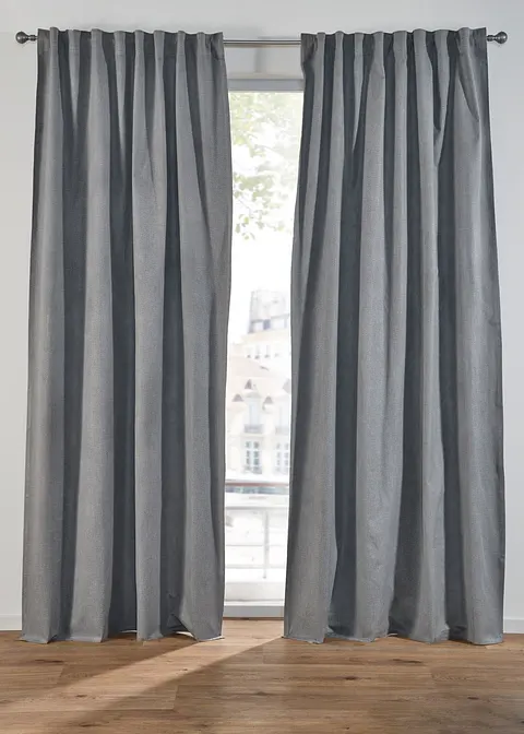 Verdunkelungsvorhang mit recyceltem Polyester mit Struktur (1er Pack) in grau - bonprix Verdunkelungsvorhang mit recyceltem Polyester mit Struktur (1er Pack) in grau - bonprix