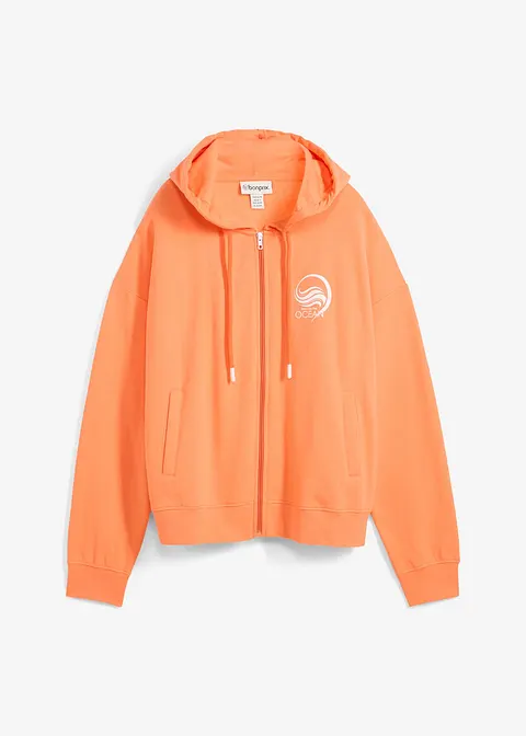 Kapuzen-Sweatjacke aus reiner Baumwolle in orange von vorne - bonprix Kapuzen-Sweatjacke aus reiner Baumwolle in orange von vorne - bonprix