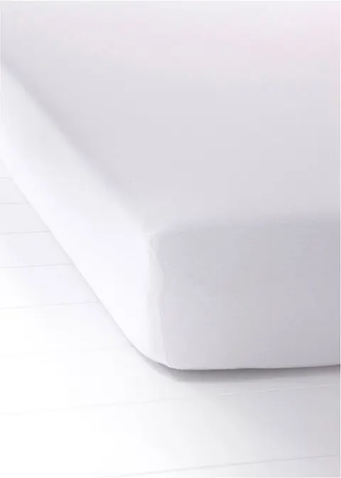 Jersey Spannbettlaken in weiß von vorne - bonprix Jersey Spannbettlaken in weiß von vorne - bonprix