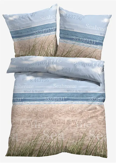 Bettwäsche mit maritimen Design in blau von vorne - bonprix Bettwäsche mit maritimen Design in blau von vorne - bonprix