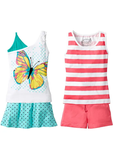 Mädchen Strandoutfit (4-tlg. Set) aus Bio-Baumwolle in pink von vorne - bonprix Mädchen Strandoutfit (4-tlg. Set) aus Bio-Baumwolle in pink von vorne - bonprix