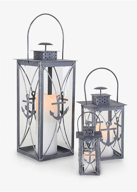 Laterne mit Anker (3-tlg.Set) in grau - bonprix Laterne mit Anker (3-tlg.Set) in grau - bonprix