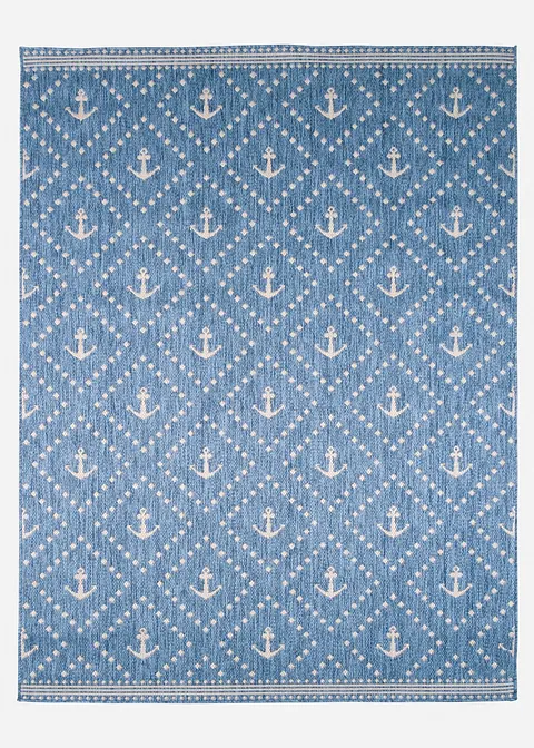 In-und Outdoor Teppich mit Anker Motiv in blau - bonprix In-und Outdoor Teppich mit Anker Motiv in blau - bonprix