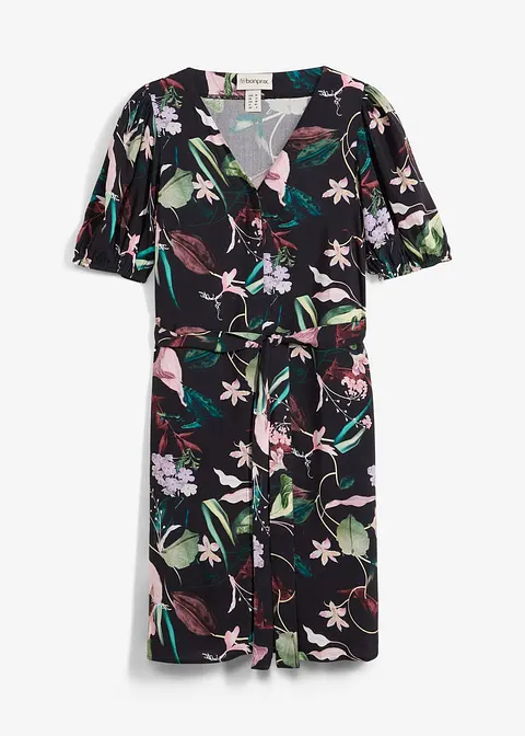 2-in-1 Umstands- und Stillblusenkleid aus fließender Viskose in schwarz von vorne - bonprix 2-in-1 Umstands- und Stillblusenkleid aus fließender Viskose in schwarz von vorne - bonprix