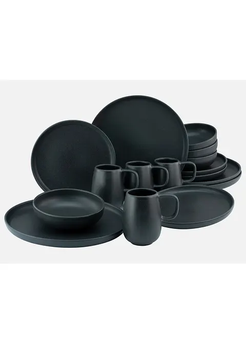 CreaTable Geschirr-Set (16-tlg. Set) in schwarz - CreaTable CreaTable Geschirr-Set (16-tlg. Set) in schwarz - CreaTable