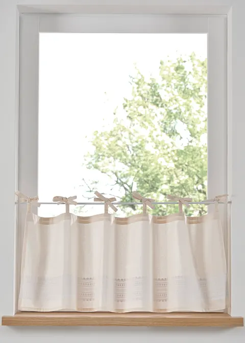 Bio Baumwoll Scheibengardine mit Druck in beige - bonprix Bio Baumwoll Scheibengardine mit Druck in beige - bonprix