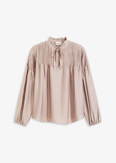 Tunikabluse aus glänzendem Satin mit Biesen in grau von vorne - bonprix Tunikabluse aus glänzendem Satin mit Biesen in grau von vorne - bonprix