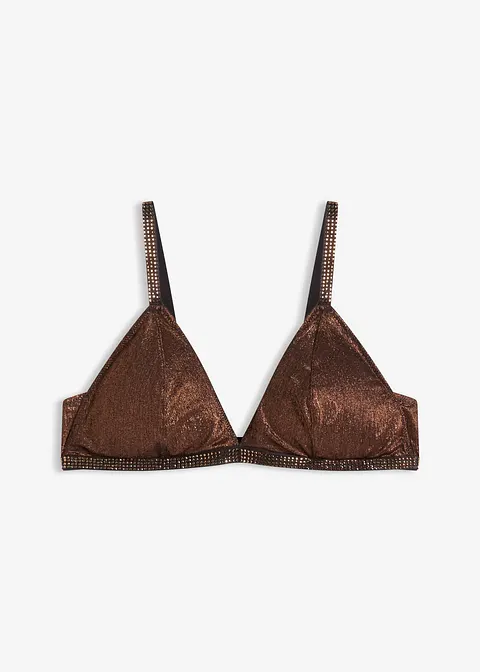 Triangel Bralette aus glitzerndem Material in schwarz von vorne - bonprix Triangel Bralette aus glitzerndem Material in schwarz von vorne - bonprix