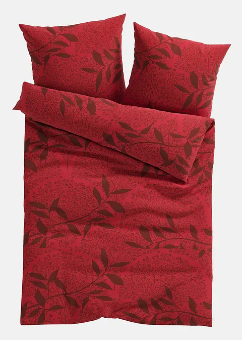 Bettwäsche mit Blättern in rot von vorne - bonprix Bettwäsche mit Blättern in rot von vorne - bonprix