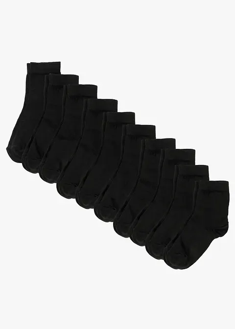 Kurzsocken mit Bio-Baumwolle (10er Pack) in schwarz von vorne - bonprix Kurzsocken mit Bio-Baumwolle (10er Pack) in schwarz von vorne - bonprix