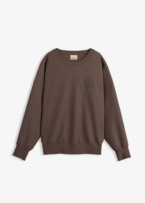 Oversize-Sweatshirt aus weichem Baumwoll-Mix in braun von vorne - bonprix Oversize-Sweatshirt aus weichem Baumwoll-Mix in braun von vorne - bonprix
