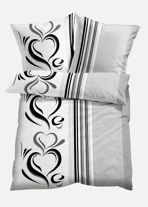 Bettwäsche mit Herzen in grau von vorne - bonprix Bettwäsche mit Herzen in grau von vorne - bonprix