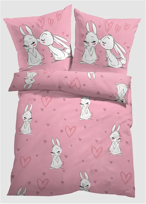 Bettwäsche mit Hasen in rosa von vorne - bonprix Bettwäsche mit Hasen in rosa von vorne - bonprix