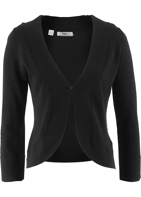 Kurze Strickjacke mit Viskose in schwarz von vorne - bonprix Kurze Strickjacke mit Viskose in schwarz von vorne - bonprix