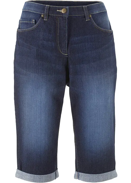 Jeans Bermuda Mid Waist mit gekrempeltem Saum in blau von vorne - bonprix Jeans Bermuda Mid Waist mit gekrempeltem Saum in blau von vorne - bonprix