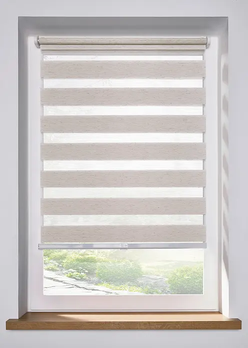 Schnurloses Doppelrollo in Leinen-Optik in beige - bonprix Schnurloses Doppelrollo in Leinen-Optik in beige - bonprix