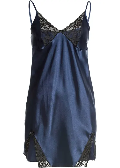 Satin Negligé in blau von vorne - bonprix Satin Negligé in blau von vorne - bonprix