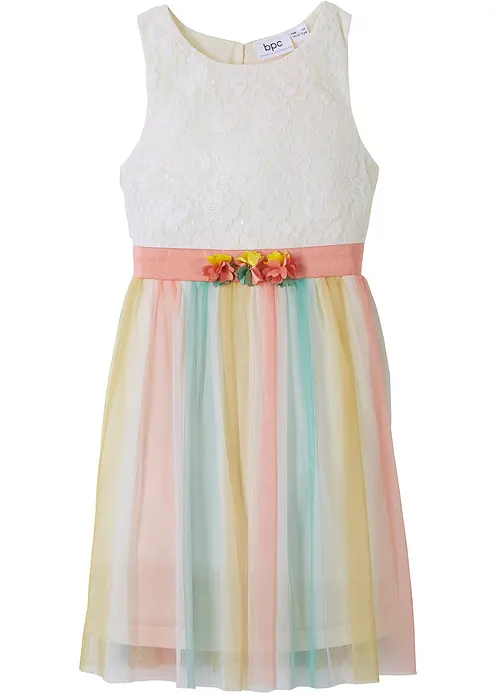 Midikleid aus zarter Spitze und Tüll in weiß von vorne - bonprix Midikleid aus zarter Spitze und Tüll in weiß von vorne - bonprix