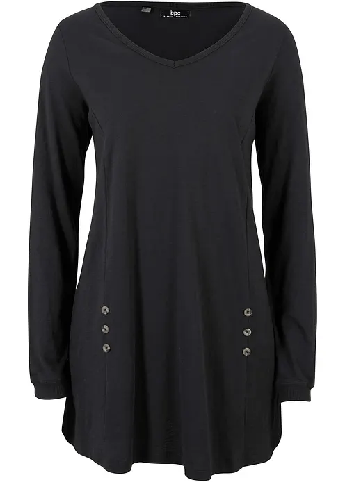 Longshirt aus reiner Baumwolle in schwarz von vorne - bonprix Longshirt aus reiner Baumwolle in schwarz von vorne - bonprix