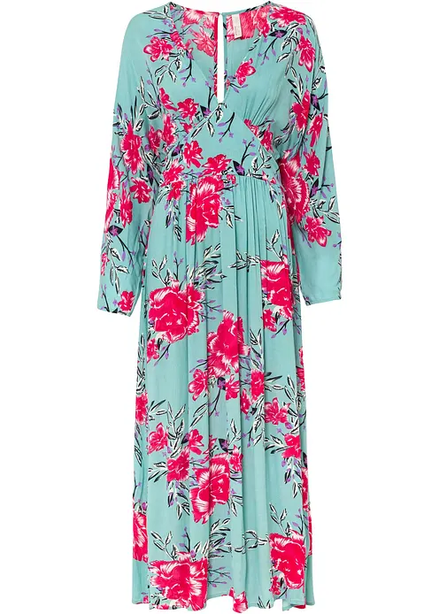 Maxikleid aus 100% Viskose in grün von vorne - BODYFLIRT boutique Maxikleid aus 100% Viskose in grün von vorne - BODYFLIRT boutique