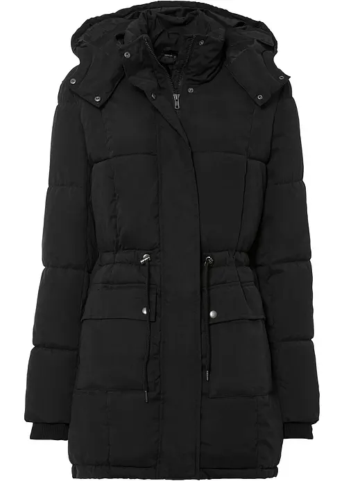 Winterjacke mit verstellbarem Taillenbündchen in schwarz von vorne - bonprix Winterjacke mit verstellbarem Taillenbündchen in schwarz von vorne - bonprix