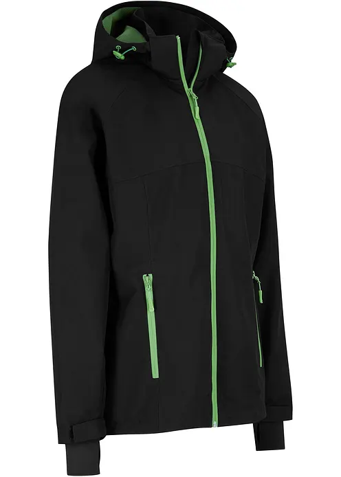 Wasserdichte Funktions-Jacke mit reflektierenden Details in schwarz von vorne - bonprix Wasserdichte Funktions-Jacke mit reflektierenden Details in schwarz von vorne - bonprix