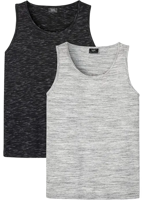 Tanktop (2er Pack) in schwarz von vorne - bonprix Tanktop (2er Pack) in schwarz von vorne - bonprix
