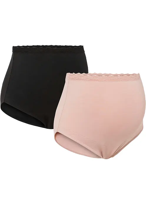 Umstandsslip mit Bio-Baumwolle (2er Pack) in schwarz von vorne - bonprix Umstandsslip mit Bio-Baumwolle (2er Pack) in schwarz von vorne - bonprix