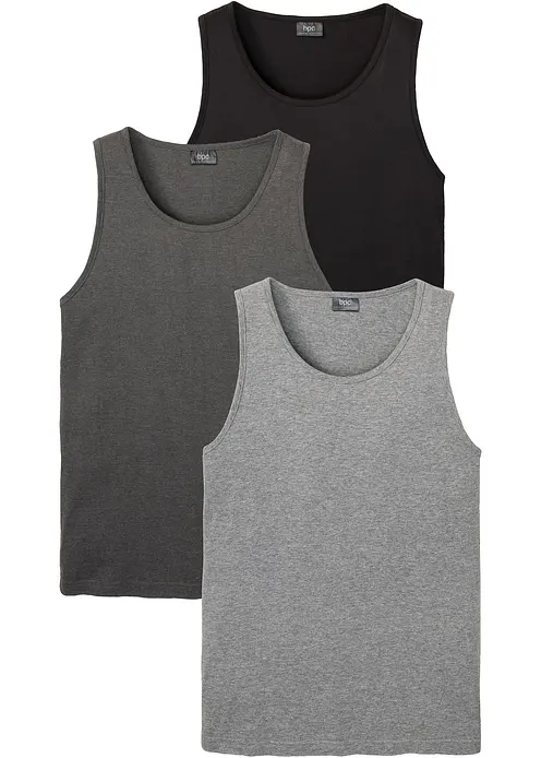 Tanktop (3er Pack) in grau von vorne - bonprix Tanktop (3er Pack) in grau von vorne - bonprix
