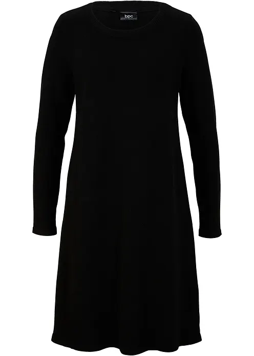 Strickkleid mit recycelter Baumwolle in schwarz von vorne - bonprix Strickkleid mit recycelter Baumwolle in schwarz von vorne - bonprix