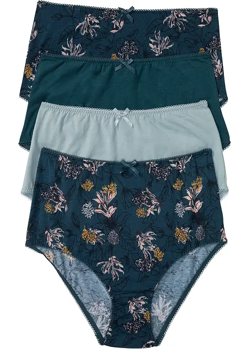 Highwaist Slip mit Bio-Baumwolle (4er Pack) in petrol von vorne - bonprix Highwaist Slip mit Bio-Baumwolle (4er Pack) in petrol von vorne - bonprix